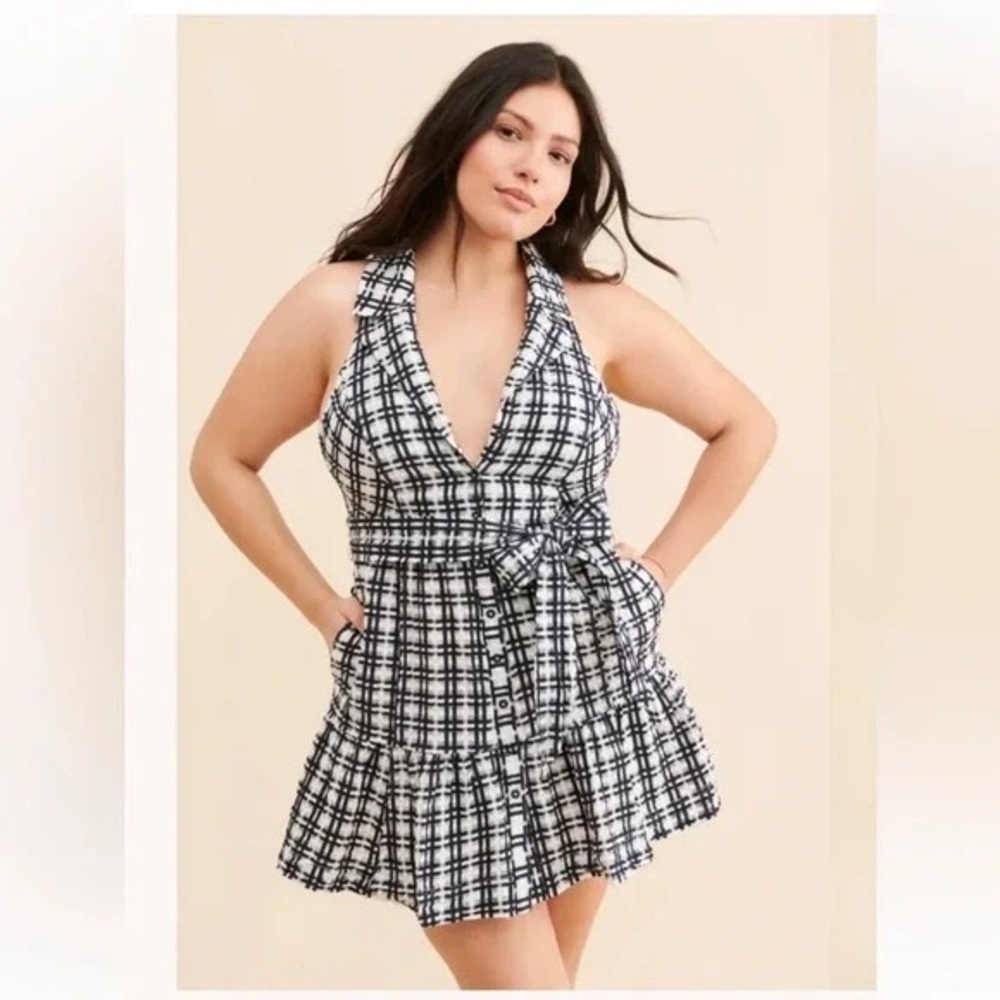 Maeve by Anthropologie Plaid Mini Flounce Dress - Size 22W